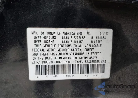 2017 Acura Ilx Premium A-Spec Packages/Technology Plus A-Spec Packages from USA, damaged, VIN 19UDE2F8XHA011686